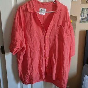 Vintage coral Flax linen shirt and shorts set